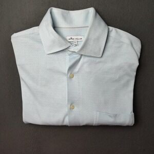 Peter Millar Shirt Mens Large Light Blue Long Sleeve Button Down Micro Print